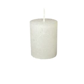Rusztikus henger gyertya -  fehér, 6 cm