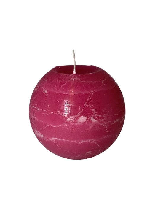 Rusztikus gömb gyertya - pink, 8 cm