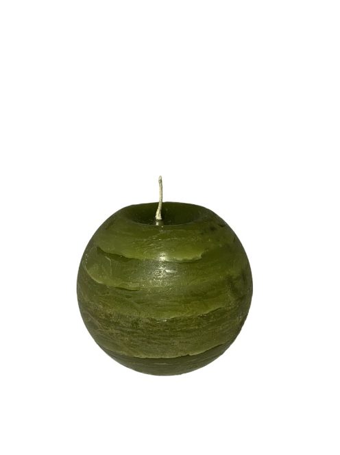 Rusztikus gömb gyertya  - olíva, 8 cm