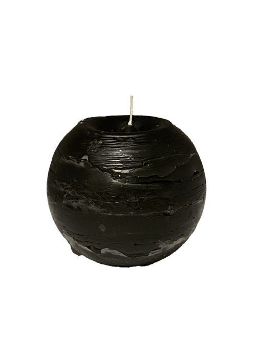 Rusztikus gömb gyertya -  fekete, 8 cm