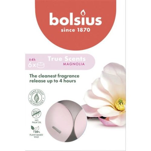 Bolsius illatos teamécses 4 órás - Magnólia, 6 db