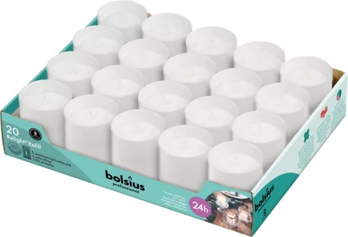 Bolsius ReLight újratöltő mécsesbetét - 20 db - Fehér