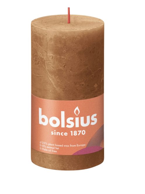 Bolsius rusztikus metál henger gyertya - Fűszeres barna
