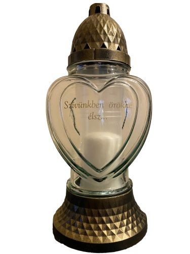 Szív alakú üvegmécses - bronz, LA-83Vb