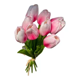 Tulipán csokor - 9 szál - Tarka rózsaszín